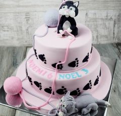 Narodeninová torta s mačkami s kĺbkom