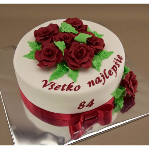 Torty » Torta Narodeninová torta s bordovými ružami