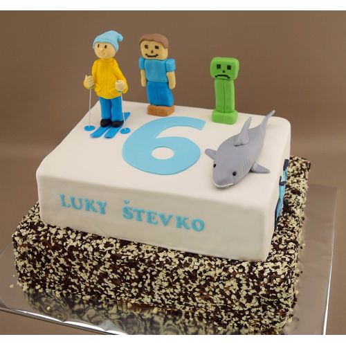 Svadobné torty » Torta Torta s postavičkami, Minecraft, lyžiar