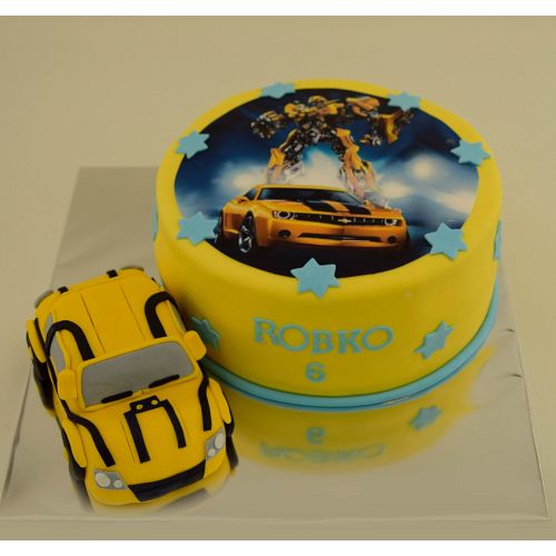 Torty » Torta Transformers a auto s jedlým obrázkom na torte