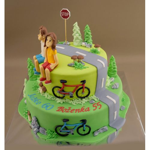 Svadobné torty » Torta Cyklistická torta pre Jožka a Boženku