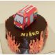 Torty » Torta Požiarnícke auto na torte pre chlapca Miška